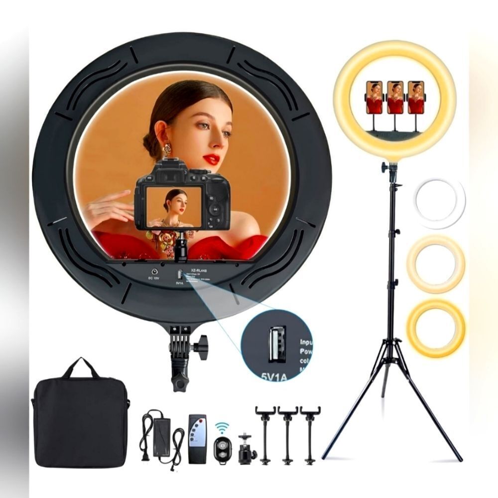 MOUNTDOG 16" Ring Light Kit 55W Bluetooth LED Ringlight Lighting with Tripod
